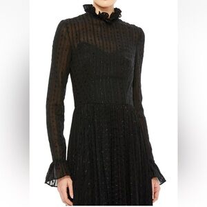 Mac Duggal Black Sheer Long Sleeve Dress